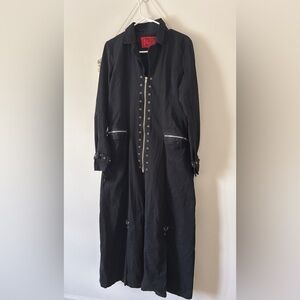 Tripp NYC Vintage Goth Punk Zipper Long Corset Jacket Trench Coat Halloween